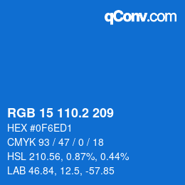 カラーコード: RGB 15 110.2 209 | qconv.com