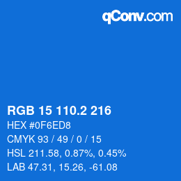 カラーコード: RGB 15 110.2 216 | qconv.com