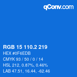 カラーコード: RGB 15 110.2 219 | qconv.com