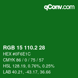 カラーコード: RGB 15 110.2 28 | qconv.com