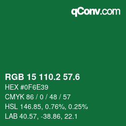 カラーコード: RGB 15 110.2 57.6 | qconv.com