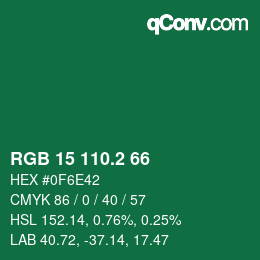 カラーコード: RGB 15 110.2 66 | qconv.com