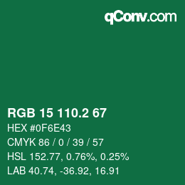 カラーコード: RGB 15 110.2 67 | qconv.com