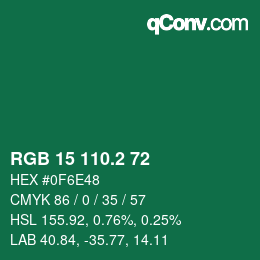 カラーコード: RGB 15 110.2 72 | qconv.com