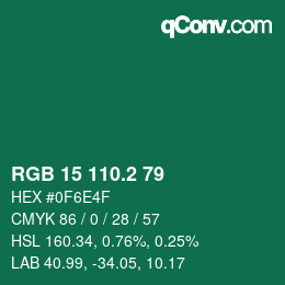 カラーコード: RGB 15 110.2 79 | qconv.com