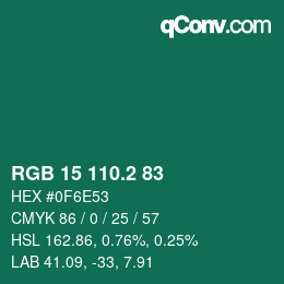 カラーコード: RGB 15 110.2 83 | qconv.com