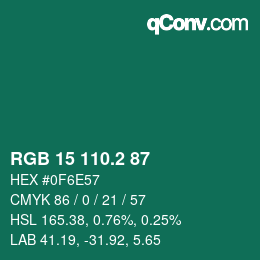 カラーコード: RGB 15 110.2 87 | qconv.com