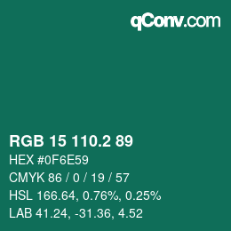 カラーコード: RGB 15 110.2 89 | qconv.com
