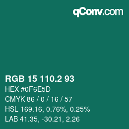 カラーコード: RGB 15 110.2 93 | qconv.com