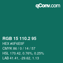カラーコード: RGB 15 110.2 95 | qconv.com