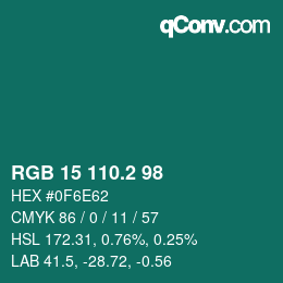 Color code: RGB 15 110.2 98 | qconv.com