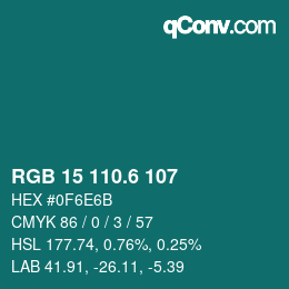 カラーコード: RGB 15 110.6 107 | qconv.com