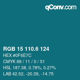 カラーコード: RGB 15 110.6 124 | qconv.com