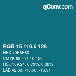 カラーコード: RGB 15 110.6 128 | qconv.com