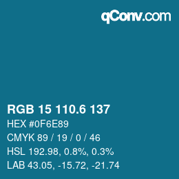 カラーコード: RGB 15 110.6 137 | qconv.com