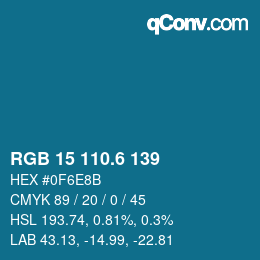 カラーコード: RGB 15 110.6 139 | qconv.com