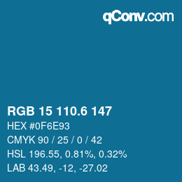 カラーコード: RGB 15 110.6 147 | qconv.com
