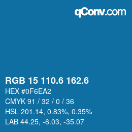 カラーコード: RGB 15 110.6 162.6 | qconv.com