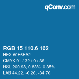 カラーコード: RGB 15 110.6 162 | qconv.com