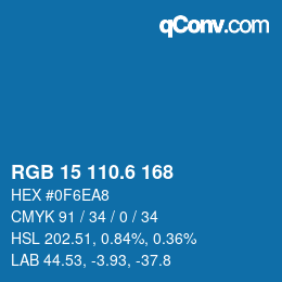 カラーコード: RGB 15 110.6 168 | qconv.com
