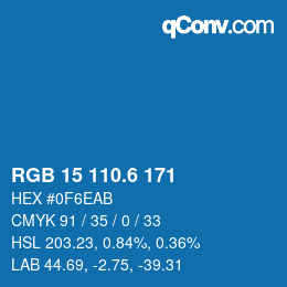 カラーコード: RGB 15 110.6 171 | qconv.com