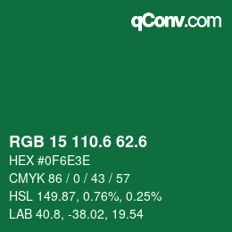 カラーコード: RGB 15 110.6 62.6 | qconv.com