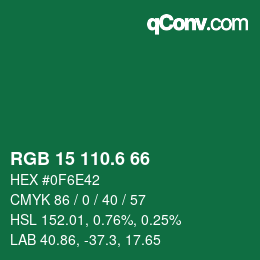 カラーコード: RGB 15 110.6 66 | qconv.com