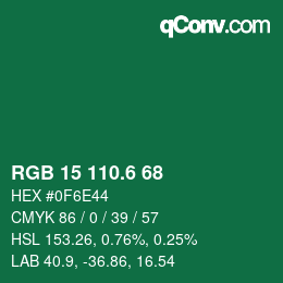 カラーコード: RGB 15 110.6 68 | qconv.com