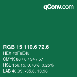 カラーコード: RGB 15 110.6 72.6 | qconv.com