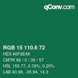 カラーコード: RGB 15 110.6 72 | qconv.com