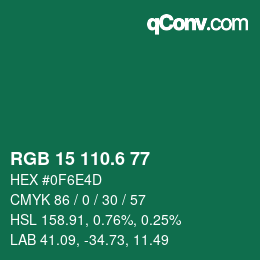 カラーコード: RGB 15 110.6 77 | qconv.com