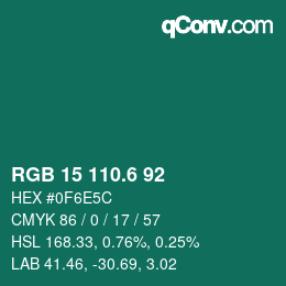 カラーコード: RGB 15 110.6 92 | qconv.com