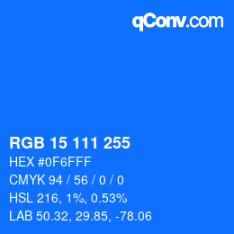 Color code: RGB 15 111 255 | qconv.com