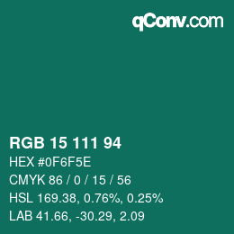 Color code: RGB 15 111 94 | qconv.com