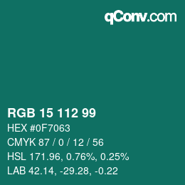 Código de color: RGB 15 112 99 | qconv.com