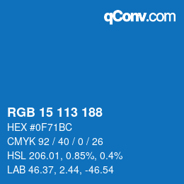 Color code: RGB 15 113 188 | qconv.com