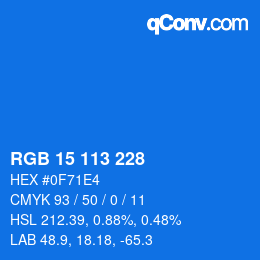 Color code: RGB 15 113 228 | qconv.com