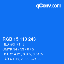 Color code: RGB 15 113 243 | qconv.com