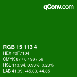 Color code: RGB 15 113 4 | qconv.com