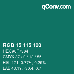 Color code: RGB 15 115 100 | qconv.com