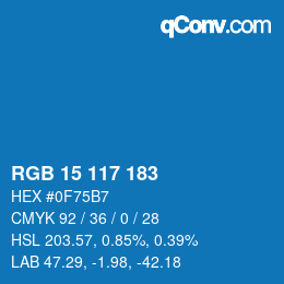 Color code: RGB 15 117 183 | qconv.com