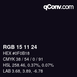 Color code: RGB 15 11 24 | qconv.com