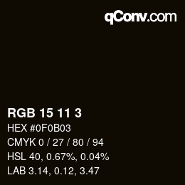 カラーコード: RGB 15 11 3 | qconv.com