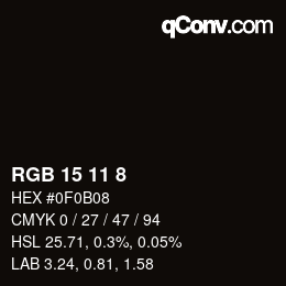 カラーコード: RGB 15 11 8 | qconv.com
