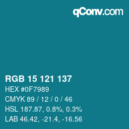 Farbcode: RGB 15 121 137 | qconv.com