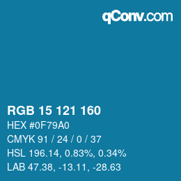 Color code: RGB 15 121 160 | qconv.com