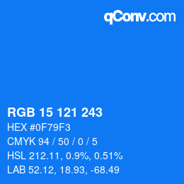 Color code: RGB 15 121 243 | qconv.com