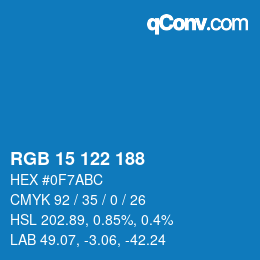 Color code: RGB 15 122 188 | qconv.com