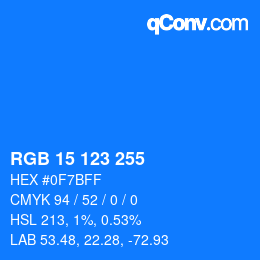 Color code: RGB 15 123 255 | qconv.com