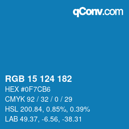 Color code: RGB 15 124 182 | qconv.com